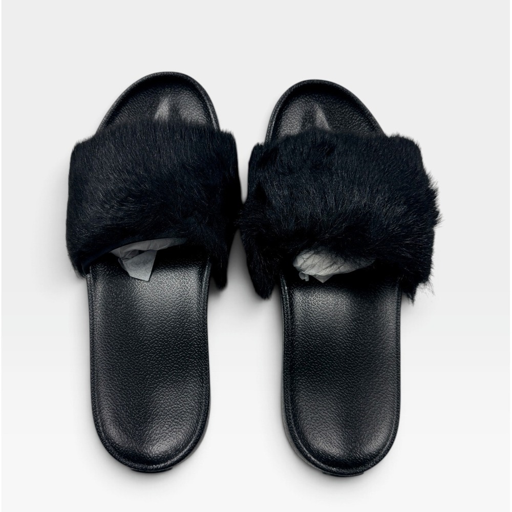 UGG W Royale Slide Sandals Womens 10 Black Fur Trim 1018875 NEW